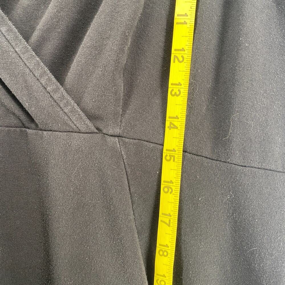 EILEEN FISHER Dress 2X Plus Stretch Organic Cotton Faux Wrap Midi Black USA - Picture 10 of 12